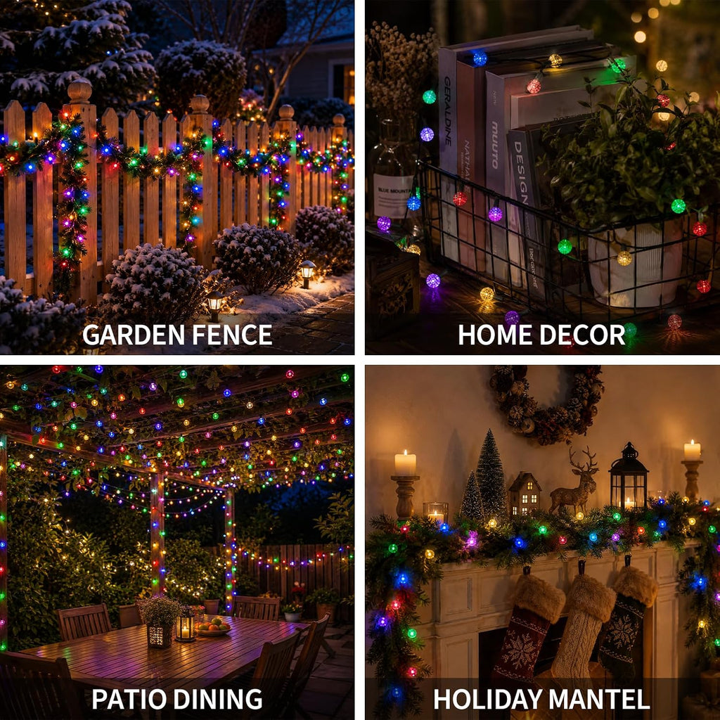 G14 Slow Twinkle Multicolor Christmas Globe Lights, 100 LED 31ft