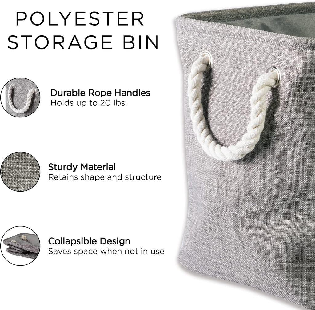 DII Polyester Storage Bin, Gold Metallic Collection Collapsible with Handles, Large Round, Pineapple