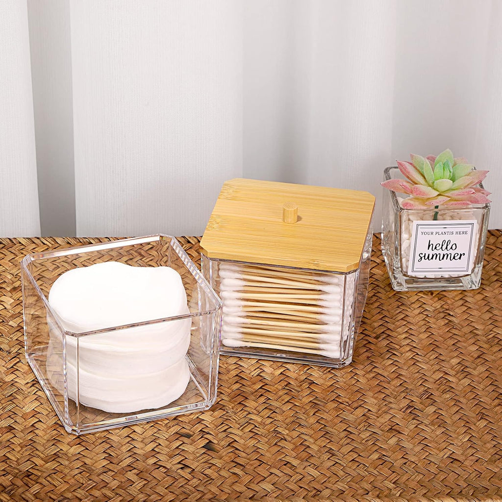 Hipiwe Clear Q-tip Dispenser Holder Acrylic Bathroom Containers, 2-Tier