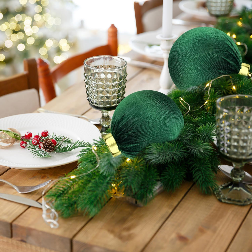 Green Velvet Balls Ornaments for Christmas Tree 15 PCS, 3.15 Inch Big Shatterproof Christmas Bulbs Ornaments Set-Decorative Hanging Baubles, Flocked Classic Decorations for Holiday(Emerald Green)