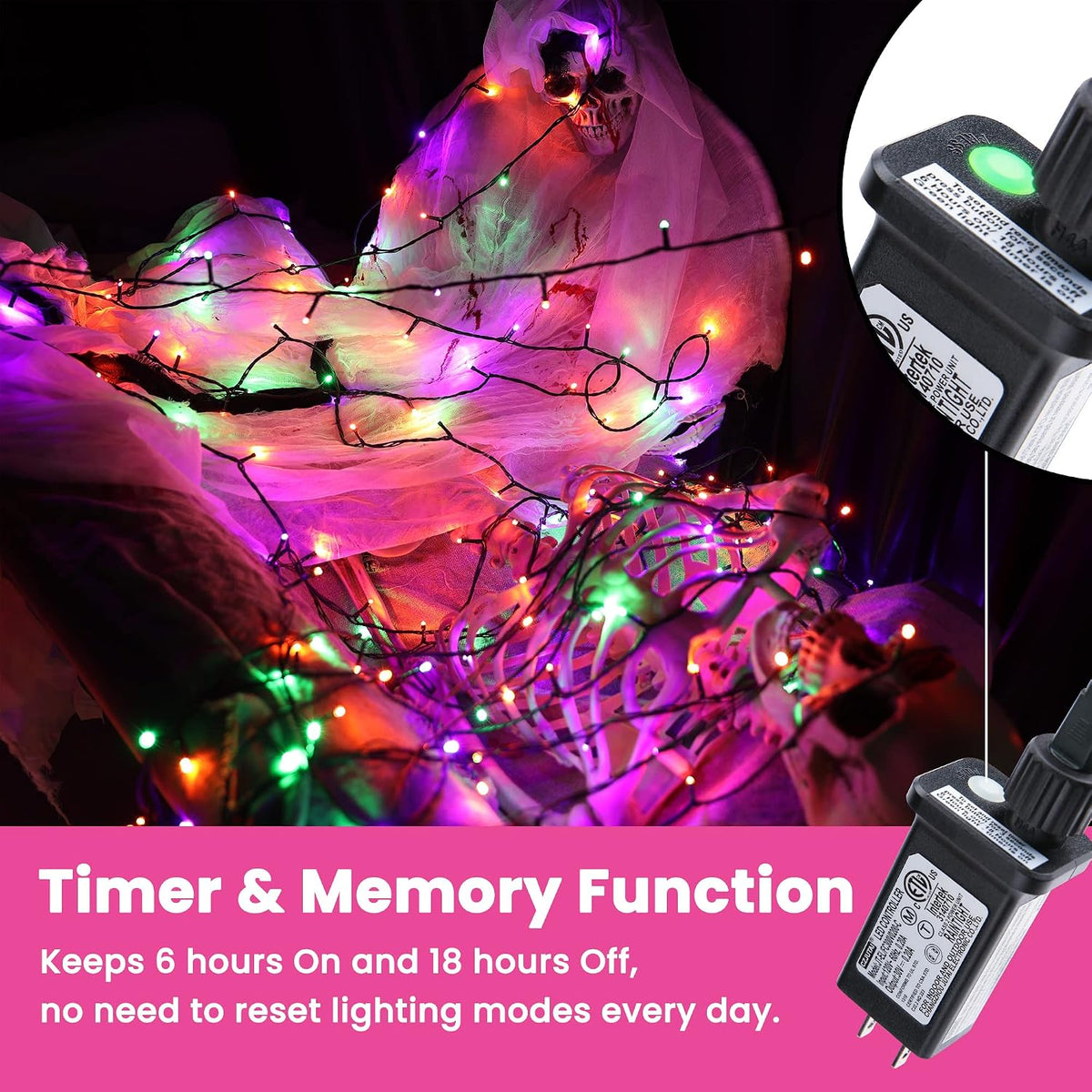 Halloween Lights Indoor, 82ft 200 LED Halloween String Lights with 8 Modes