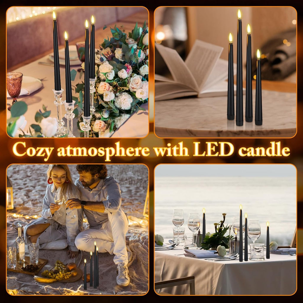 Rossesay 48 Pcs Flameless Taper Candles LED Taper Candles, Black