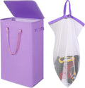 Odonata 75L Slim Laundry Hamper with Lid,Large Foldable Laundry Basket with Removable Bag and Handles Tall Collapsible Dirty Clothes Basket Great for Bedroom, Bathroom, Dorm, College,RV.(Purple, 75L)