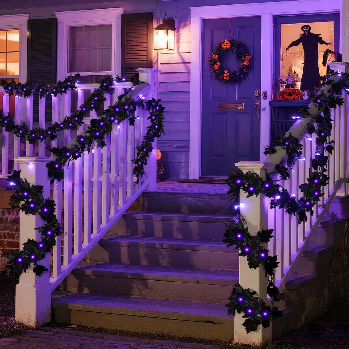 Black Halloween Garland, 6FT Halloween String Lights Battery Operated