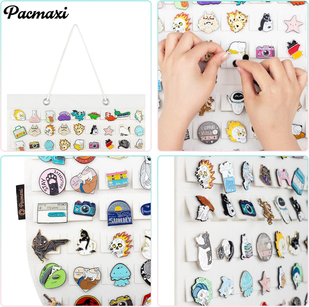 PACMAXI Brooch Pin Storage Organizer, Holds 141 Pins, Ivory White