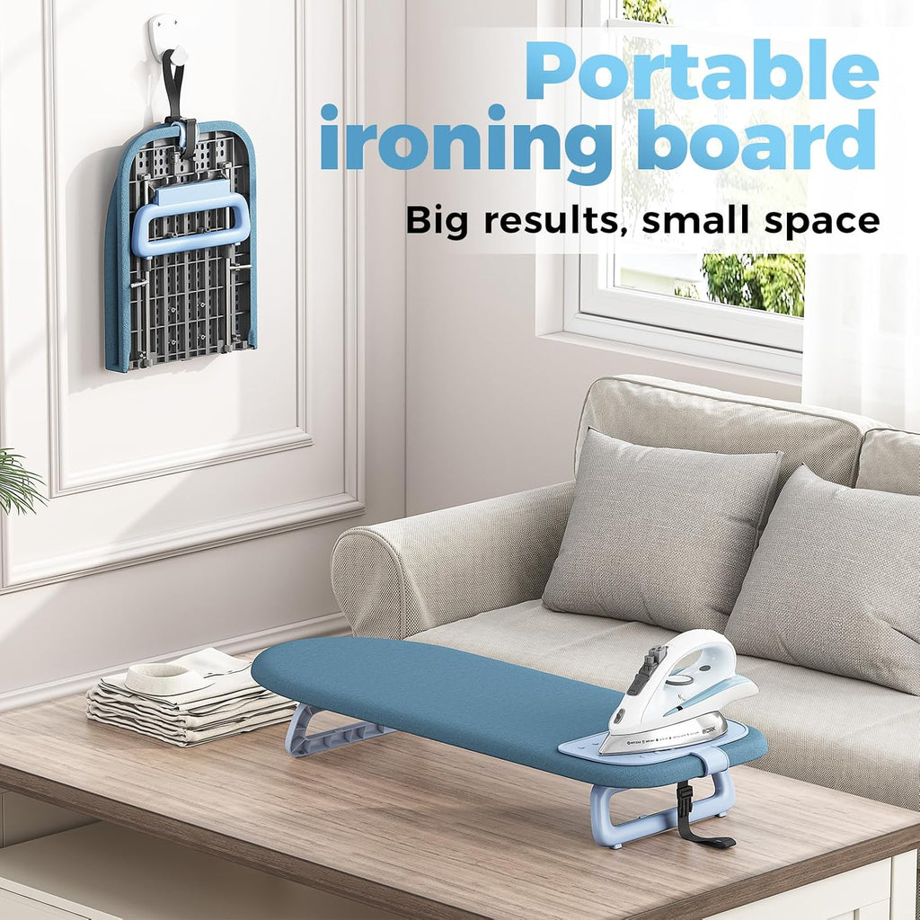 KINGBOARD Small Ironing Board with Iron Mat, Compact Tabletop Iron Board