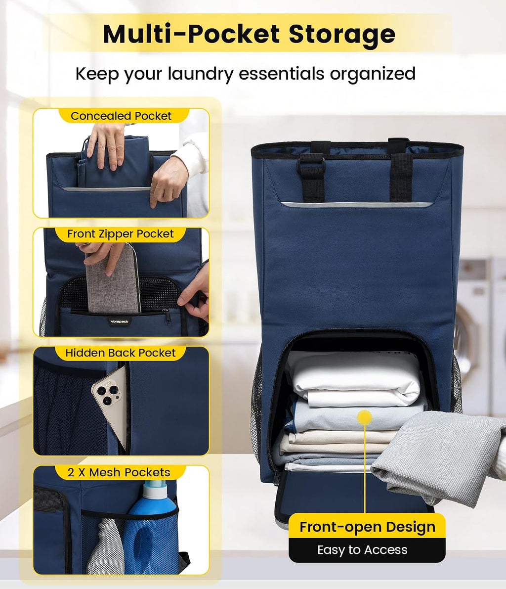 Vorspack Laundry Backpack for College Students, 2 in 1 Laundry Bag, Blue