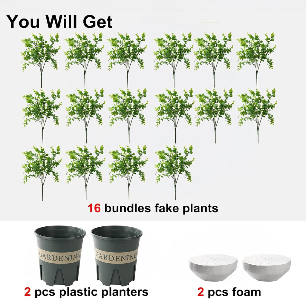 Fake Plants Artificial Boxwood Topiary, 2 Pack Artificial Plants Outdoor with Pot UV-Resistant Faux Plants Look Real Front Porch Farmhouse Garden Patio Yard Decor