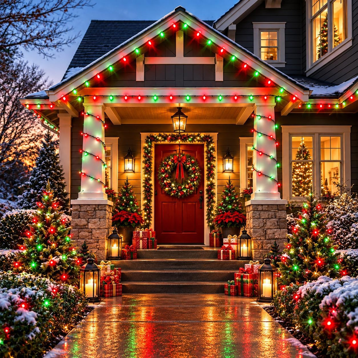 OZS Connectable 2-Pack 164Ft 400LED Christmas String Lights, Red & Green
