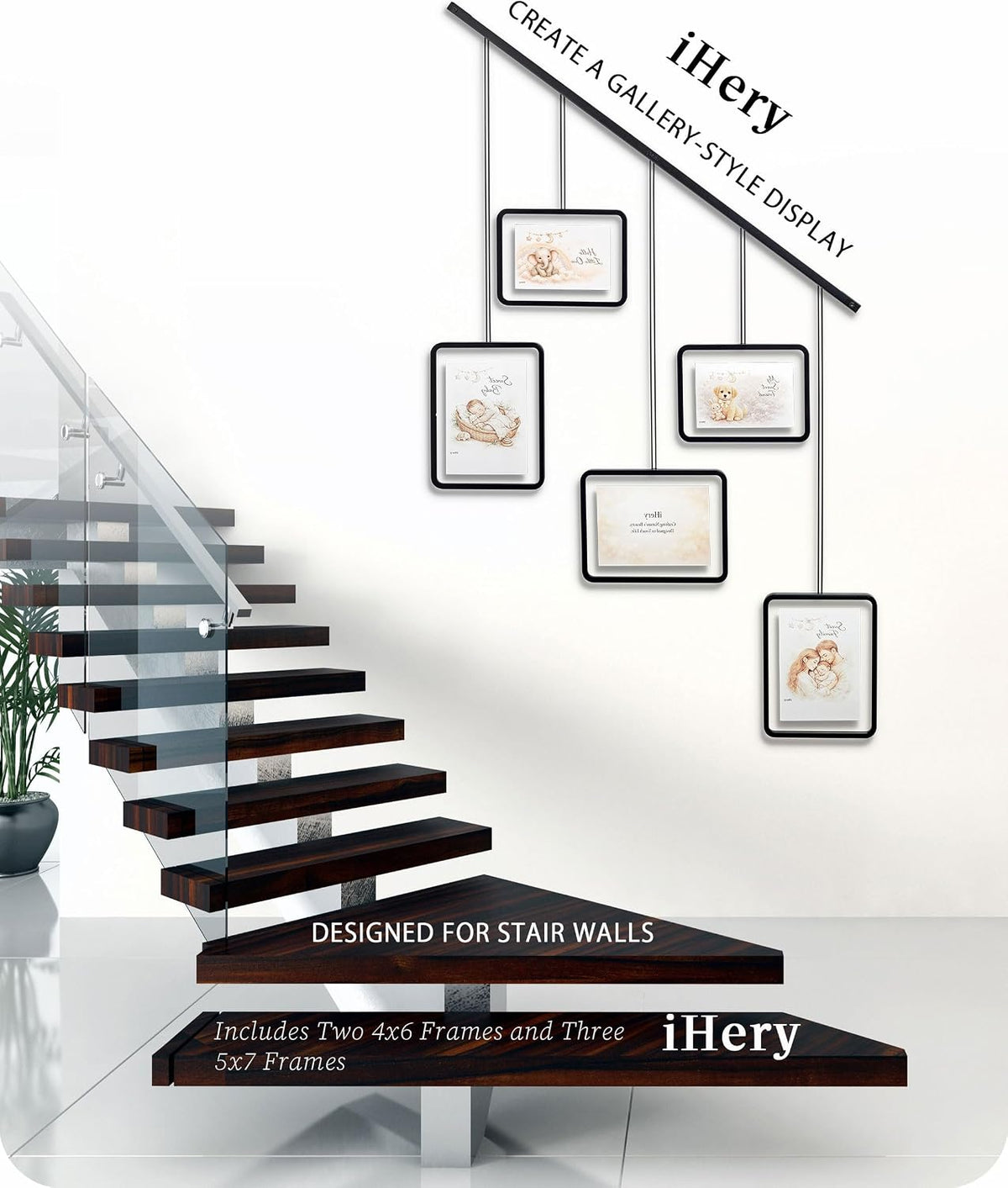 iHery ALIGN Magnetic Hanging Picture Frame Gallery Wall System Set of 5