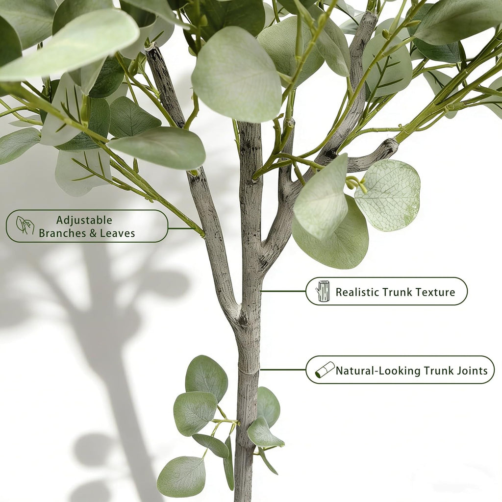 5FT Fake Eucalyptus Plant, Silk Artificial Tree with White Pot