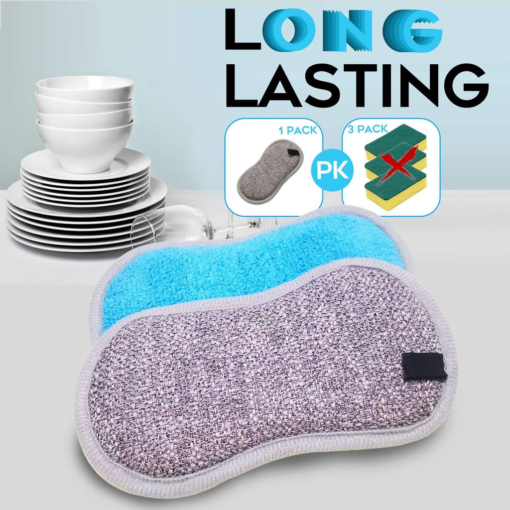 Dual Sided All-Purpose Sponges Kitchen,Dish Sponge for Washing Dishes Cleaning Kitchen,Non Scratch,Rough Scrubbers for Non-Stick Cookware, Soft Microfiber Scrub for Dishes(12 Pack)