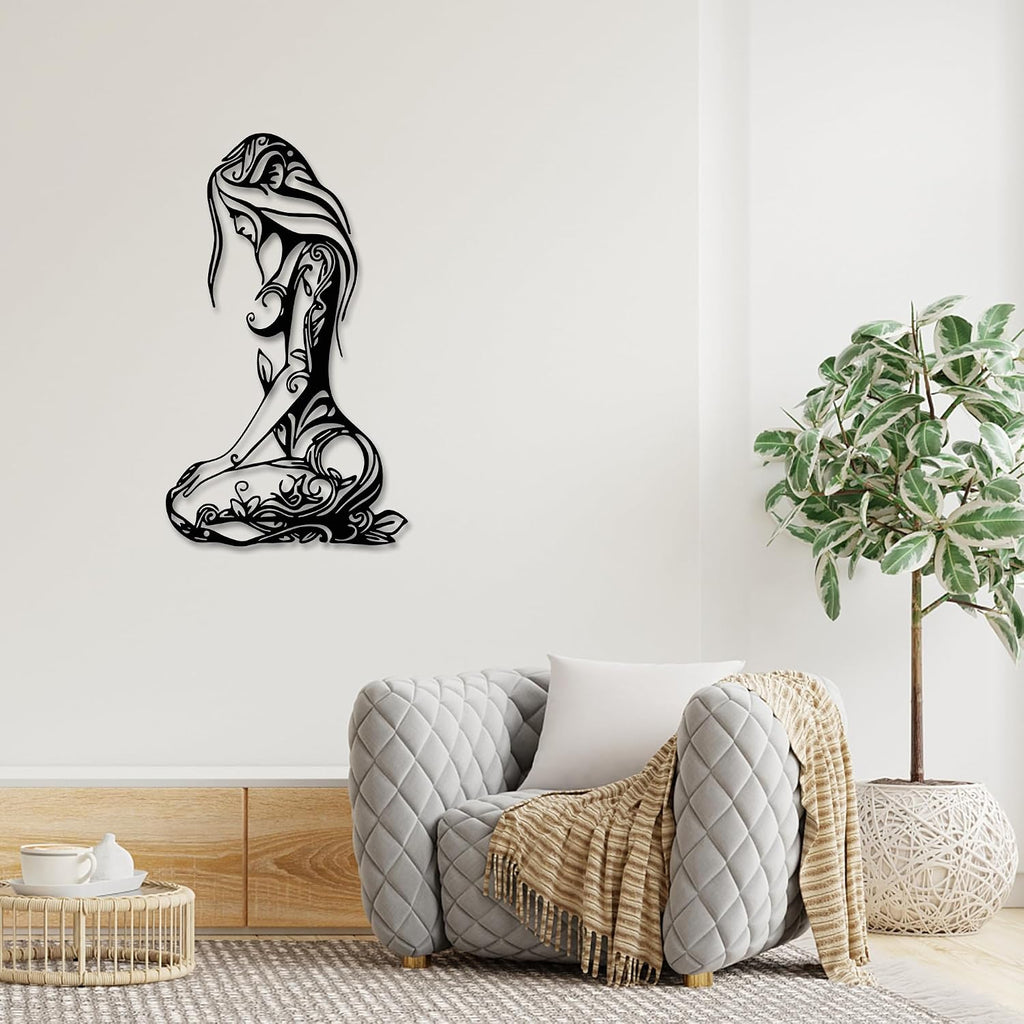 Xedatric Abstract Metal Wall Art Minimalist Line Sculpture for Home.Black.