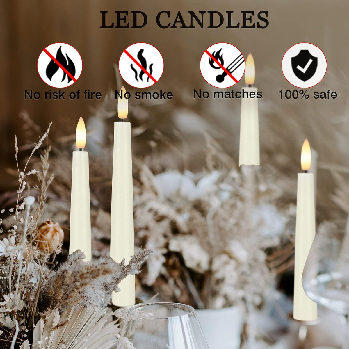 Flameless Taper Candles with Remote, 9.6" LED Candles Battery Operated