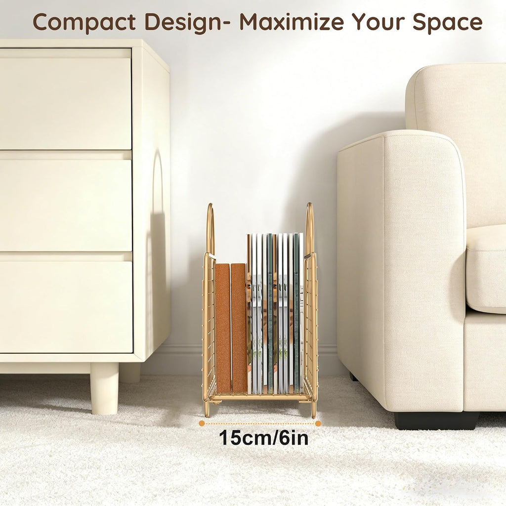 Gold Magazine Holder,Modern Magazine Rack Floor,Metal Wire Magazine Basket