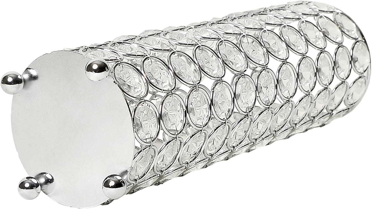Elegant Designs HG1011-CHR Elipse Crystal Decorative Flower Vase, Candle Holder, Wedding Centerpiece, 10.25 Inch, Chrome