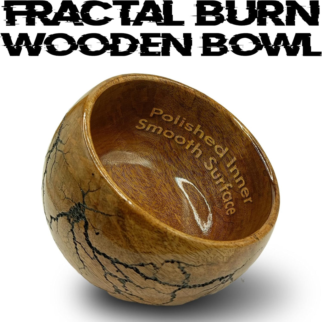 Fractal Burn Wood Bowl - Decorative Mango Wood Bowl for Kitchen, Dining, Entryway, Desk, and Holding Keys, Cuff Links, Coins