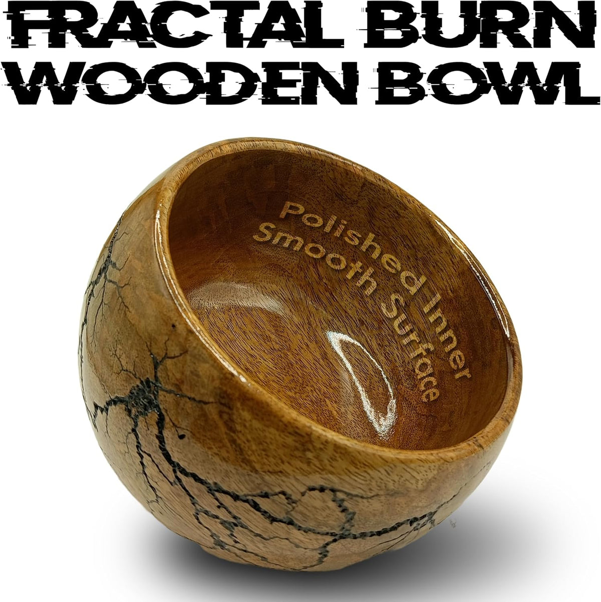 Fractal Burn Wood Bowl - Decorative Mango Wood Bowl for Kitchen, Dining, Entryway, Desk, and Holding Keys, Cuff Links, Coins