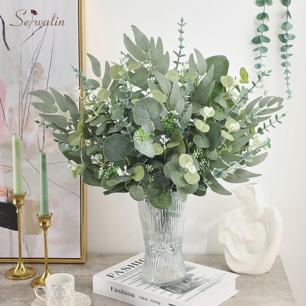 Serwalin 300PCS Mixed Eucalyptus Stems, Greenery Stems for Centerpieces