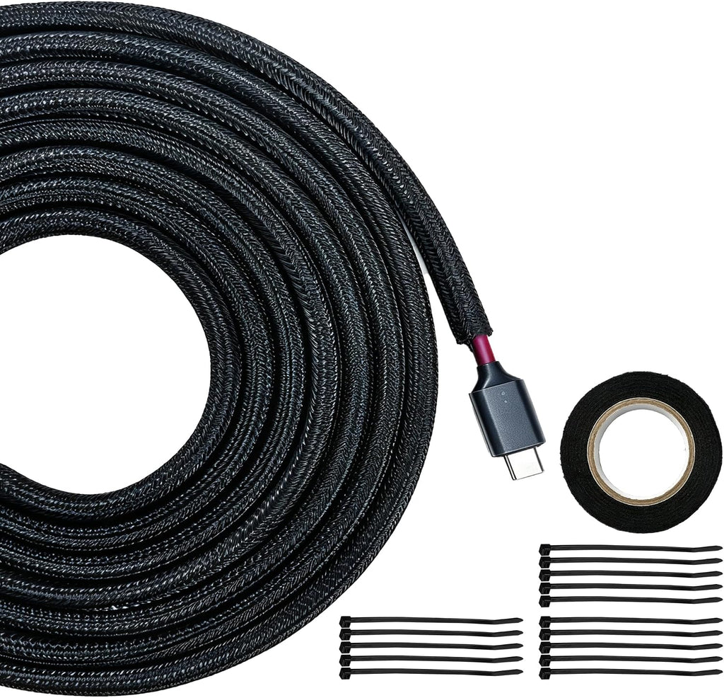 Braided Wire Loom Tubing, 25ft 1/4in Self-Wrapping Cable Sleeve