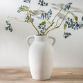 Ceramic Farmhouse Vase with 2 Handles, Boho Decorative Flower Vase for Home Decor, Living Room, Entryway, Table, Shelf Decor, 9.6 Inch