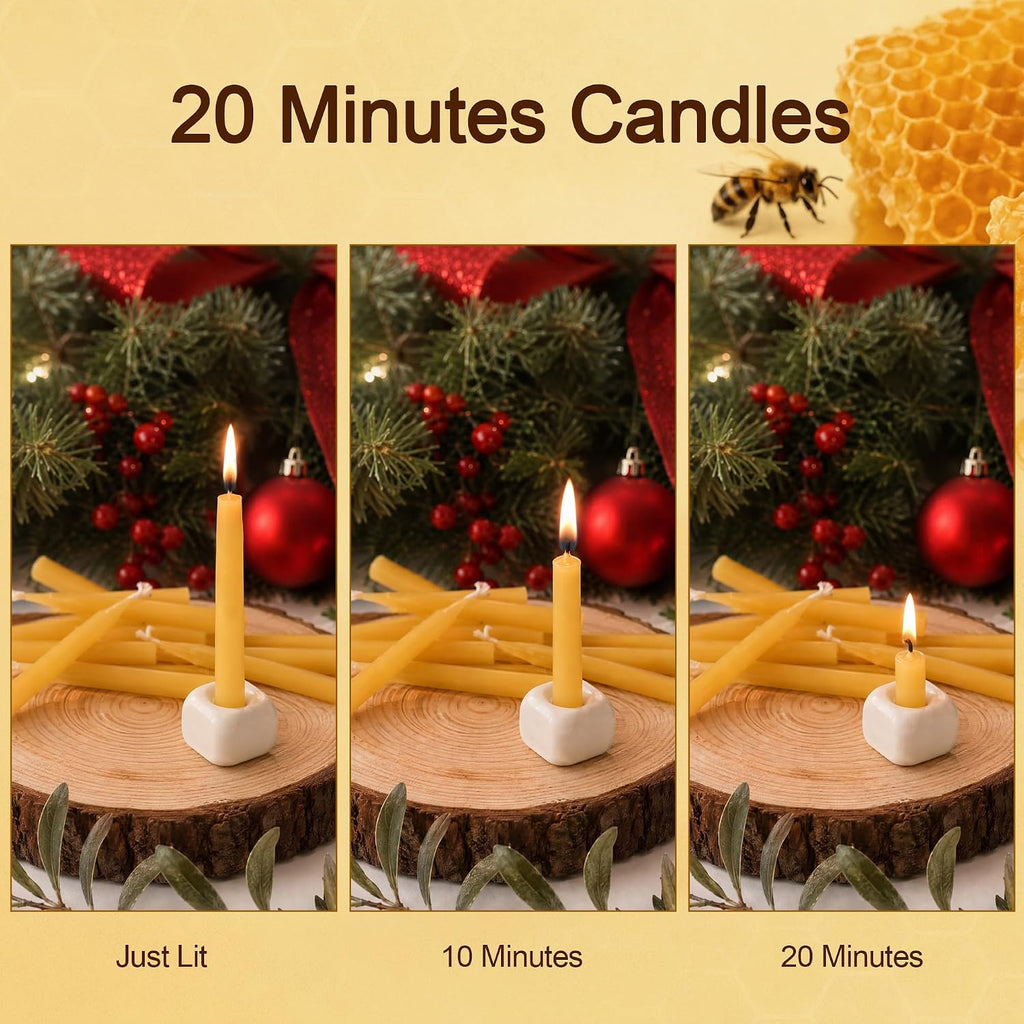 Natural Beeswax Candles 10 Pack, 20 Minutes Burning Mini Candles