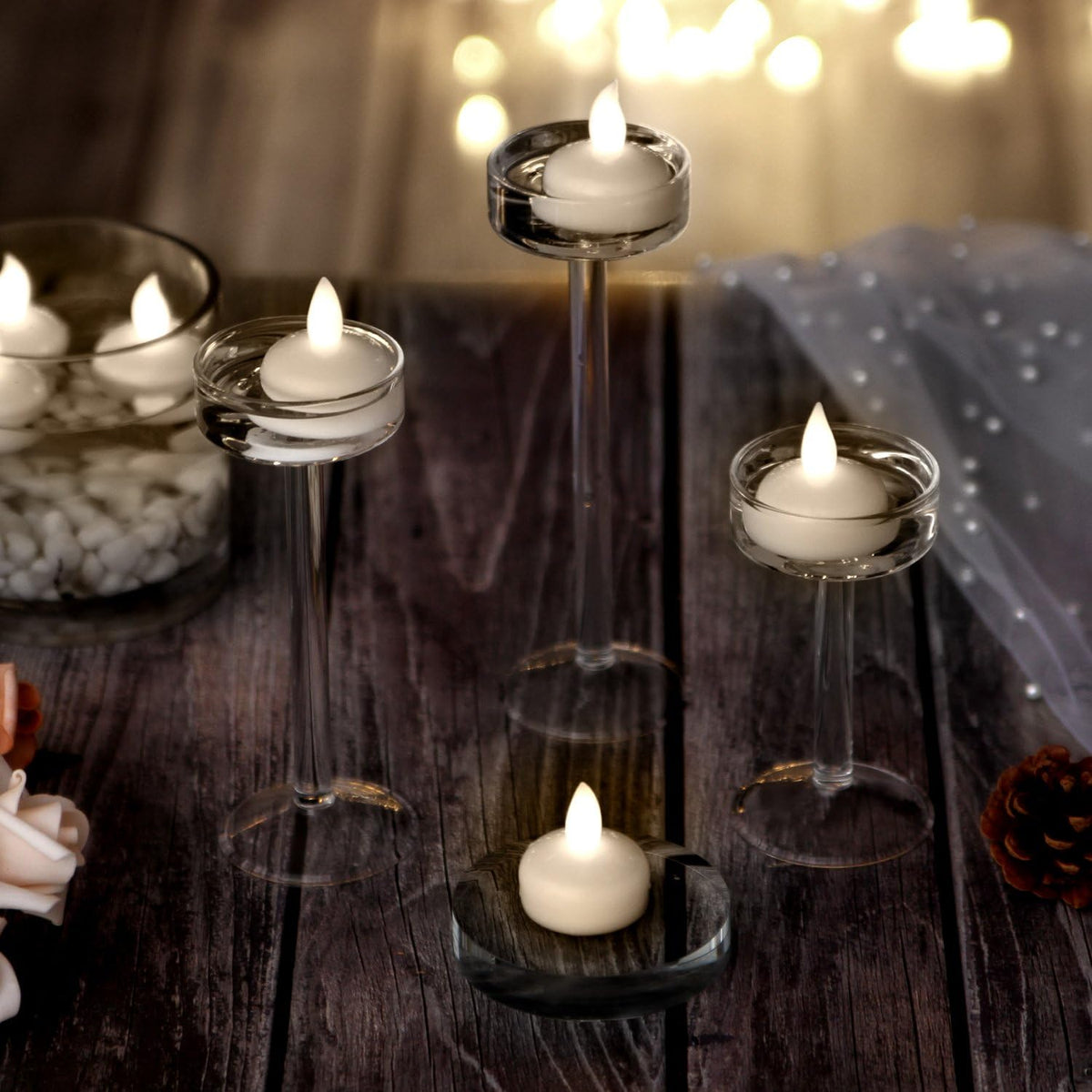 AGPtek 12 PCS Floating Candles Waterproof Tea Light Candle Warm White
