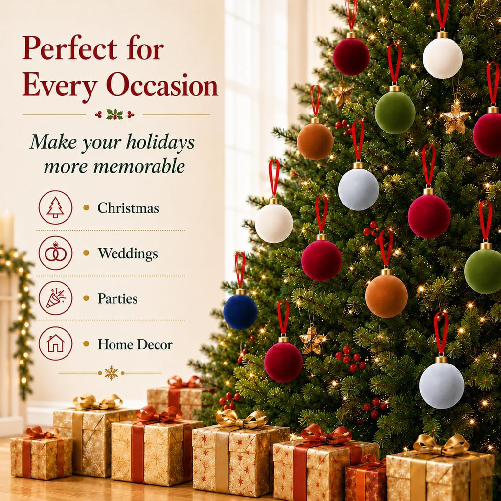 Velvet Christmas Balls Ornaments 15 Pcs, 3.15 Inch Light Blue Flocked Xmas Tree Ball Ornaments Shatterproof, Velvet Christmas Ornaments Set Bulk for Xmas Tree Holiday Wedding Party Decor