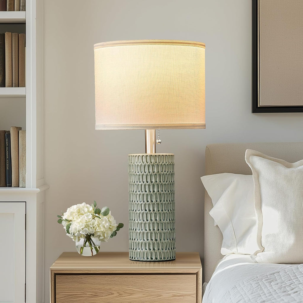 Reaketon Modern Table Lamps Set of 2, Bedside Lamps for Nightstands, Green