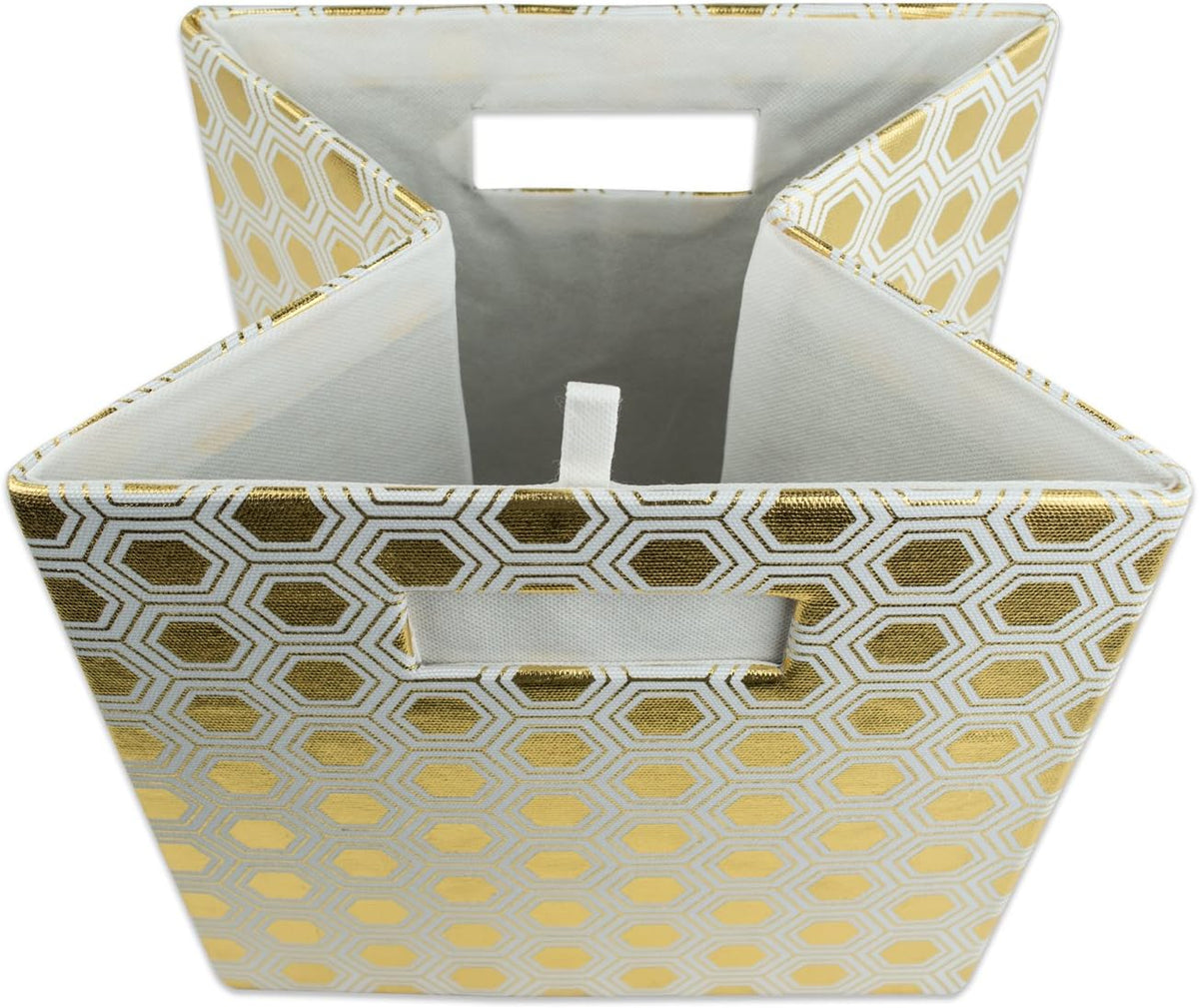 DII Collapsible Polyester Storage Cube, Honeycomb, Gold, Small
