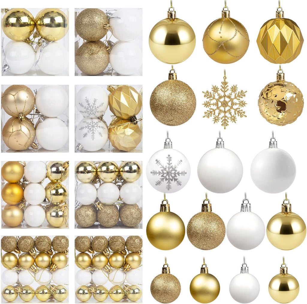 DOMESTAR 112 PCS Christmas Tree Ball Set, Christmas Ball Ornaments Glitter