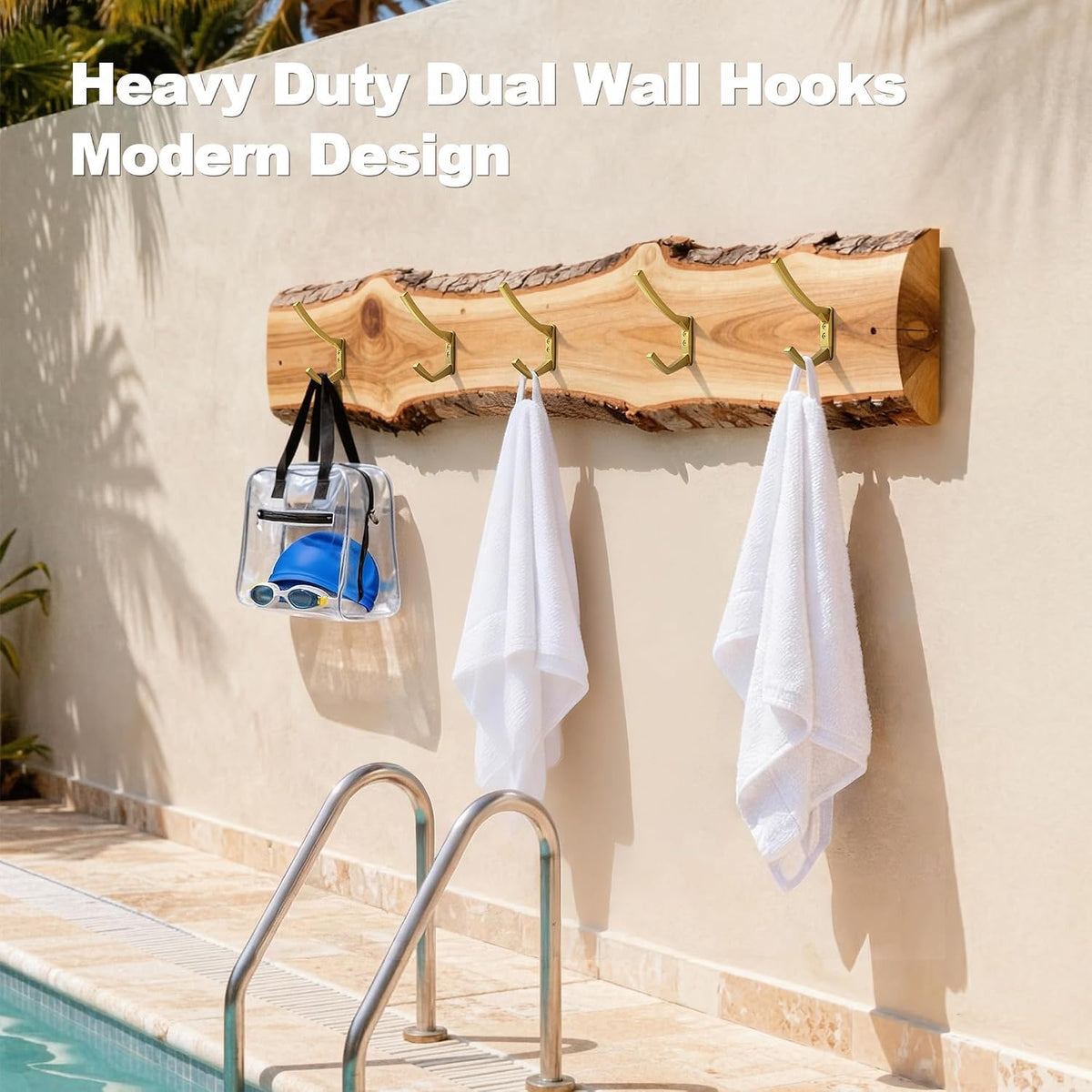 Heavy Duty Wall Hooks, 5 Inch Large Wall Mount Hooks for Hanging Heavy Backpacks, School Bags, Winter Coat, Handbags, Purses in Entryway, Hallway, Garage, Bathroom, Laundry (6, Gold)