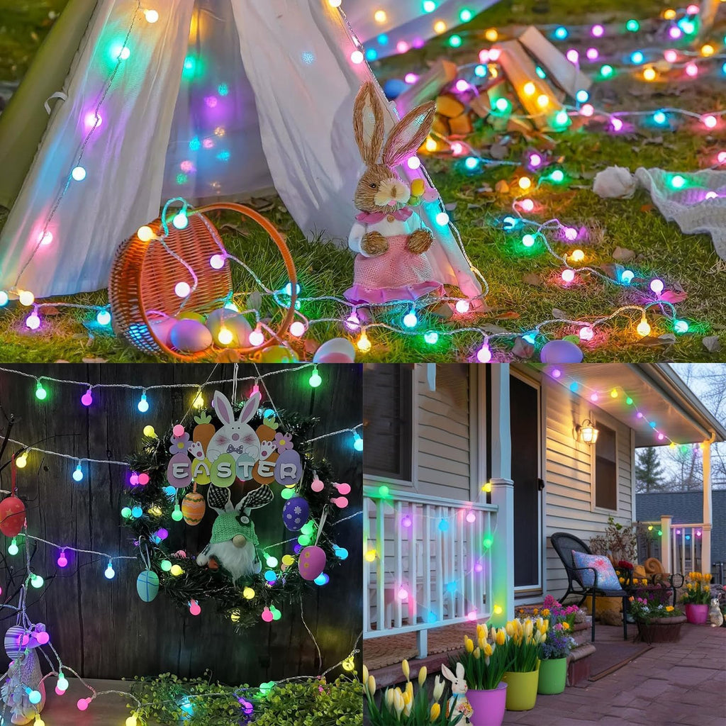 LED Globe String Lights, 33ft 100 LED Connectable Easter String Lights with 8 Modes, Waterproof Easter Fairy Lights for Indoor Outdoor, Party, Wedding, Bedroom, Easter Decorations- Multicolor
