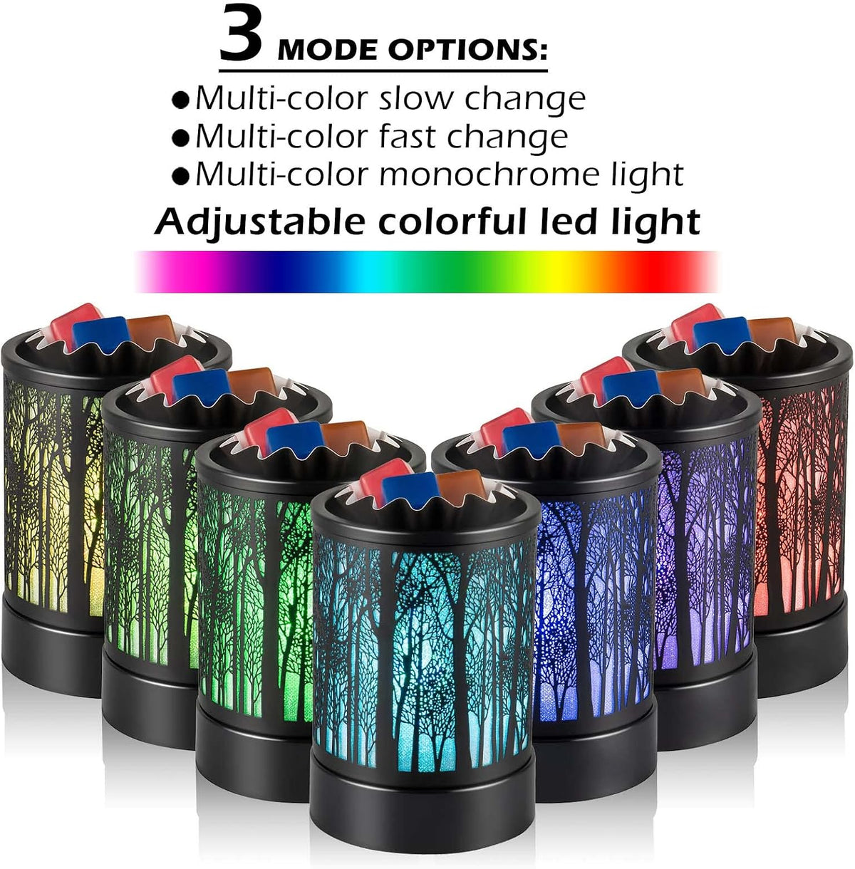 Hituiter Wax Warmer for Scented Wax with 7 Colors LED Lighting Oil Lamp Burner Candle Melt Warmer Metal Classic Black Forest Design for Fragrance Home Decor, Gifts