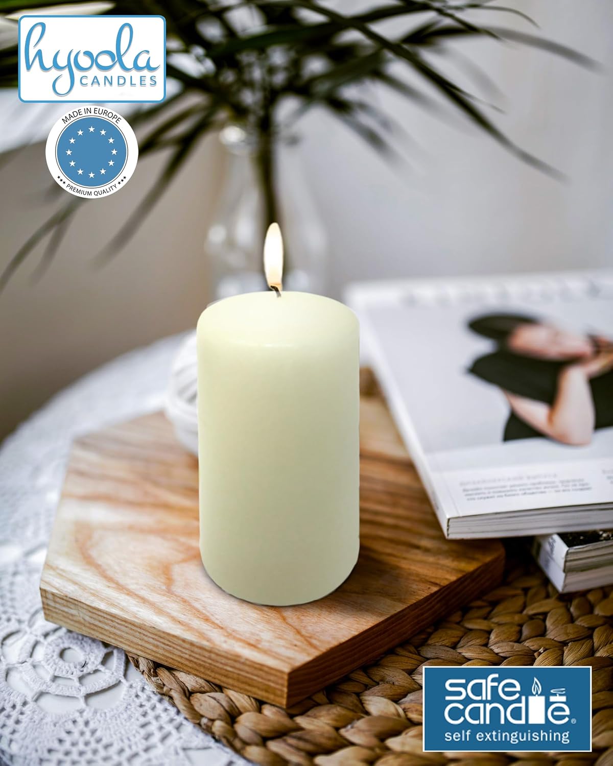 Hyoola Ivory Pillar Candles 2-inch x 4-inch - 24 Pack Unscented Bulk Pillar Candles - European Made