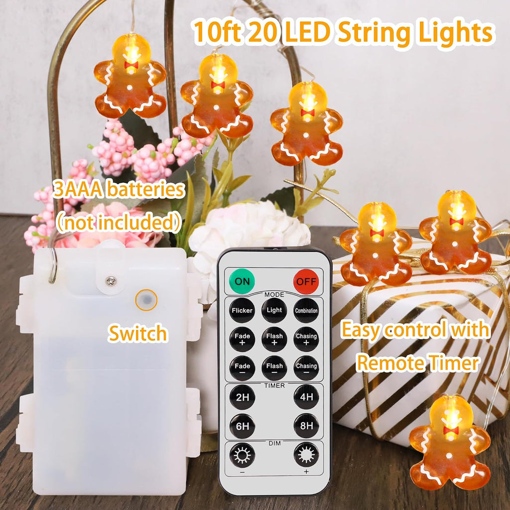 Impress Life Christmas Decoration Gingerbread Men Cookies String Lights