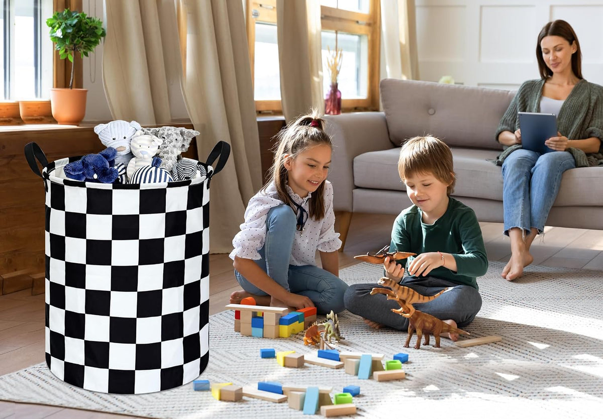 Racing Checkerboard Storage Basket for Boys Room, Foldable Laundry Hamper Organization Basket, Storage Bin, Toy Box,Gift Basket