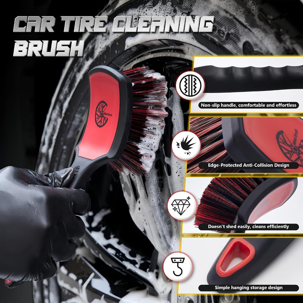BMLEI Wheel & Tire Brush Set, 2 Pack Car Wheel Brush & Tire Cleaner Brushes