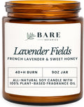 Bare Botanics 9oz Non Toxic Soy Candle Lavender Fields - 40+ Hour Burn