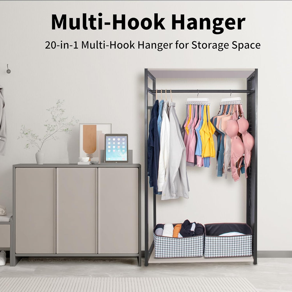 Bra Hangers for Closet Organizer,Tank Top Hanger with 20 Hooks,Space Saving Wooden Adjustable Hangers,Closet Organizers and Storage Suitable for Dorm,Apartments (2, White)