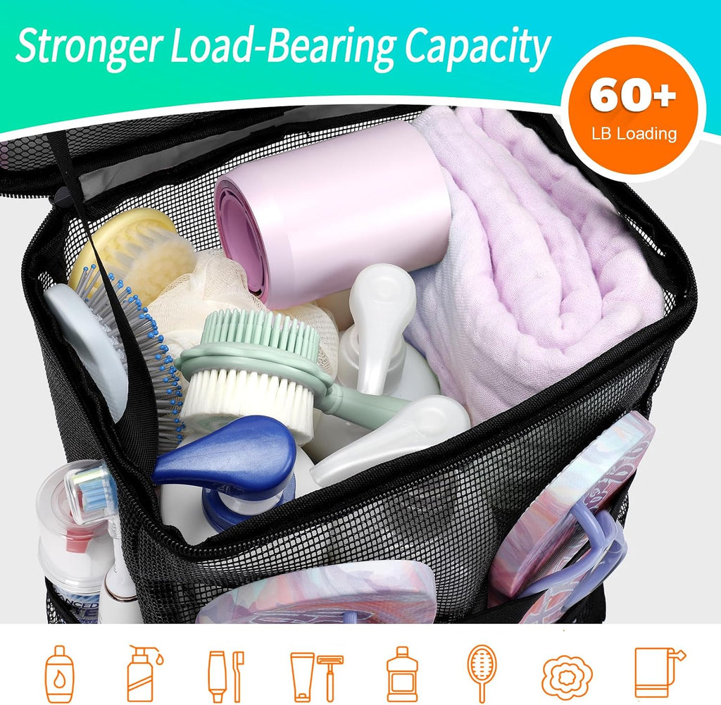 Dorm Room Essentials for Girls, Mesh Shower Caddy Hanging, Large Capacity Toiletry Bag for Women, Quick Dry Shower Bag for Camping, Cruise, Travel Essentials, Christmas Birthday Gifts for Women Girls