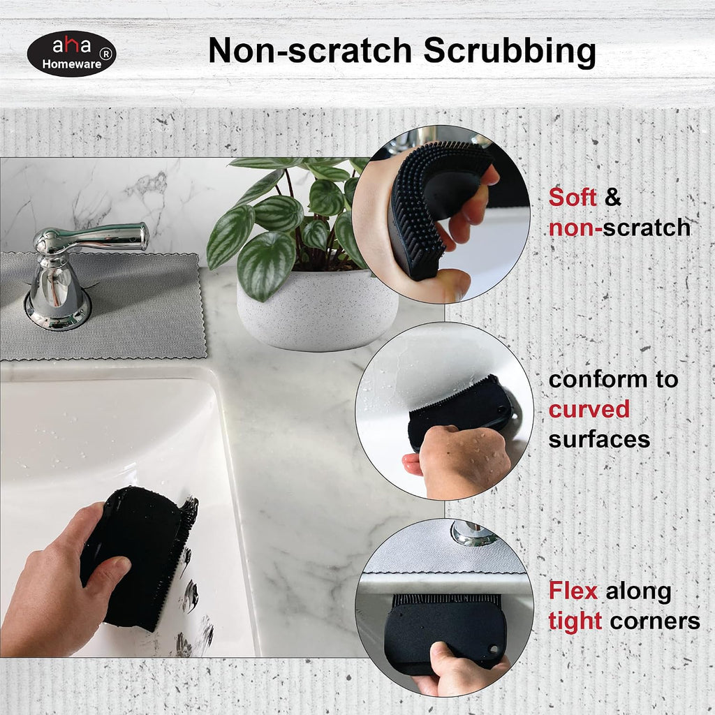 Sink Countertop Silicone Squeegee Brush, Aha Homeware Small Squeegee Brush Cleans Wet and Dry Spills, Mini Silicone Squeegee Brush for Bathroom Sink Kitchen Sink (Gray & Gray)