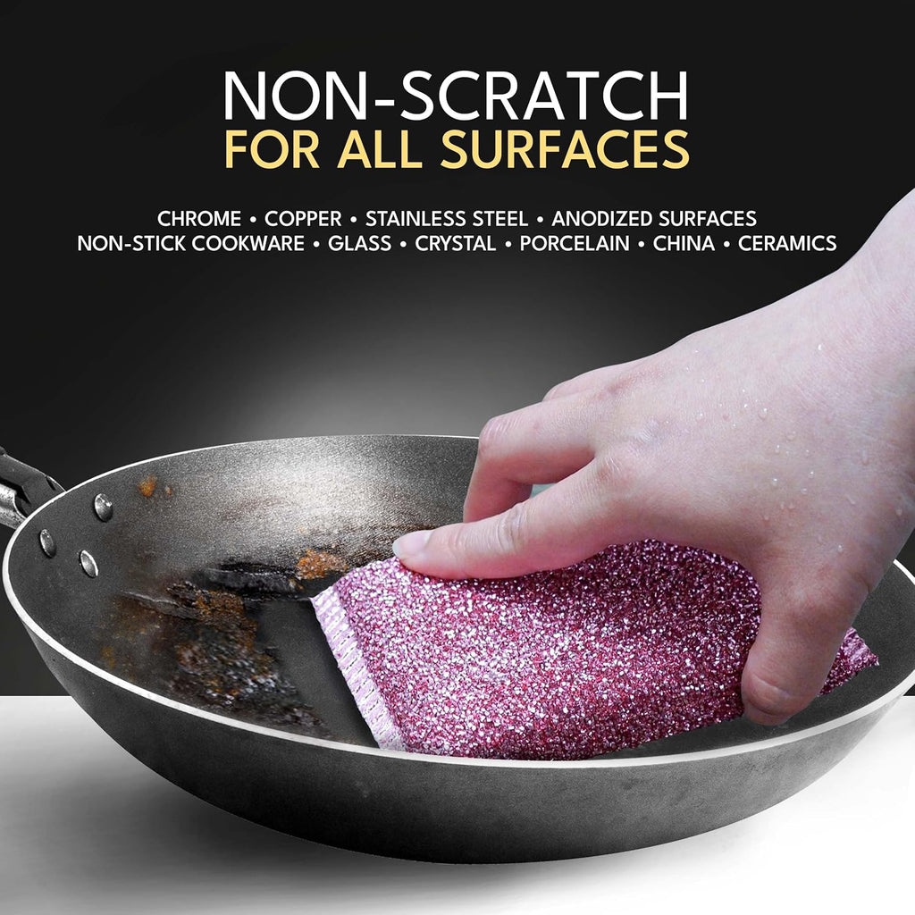 Dish Sponges for Kitchen (3 Pcs) Non-Scratch Scrub Sponges for Dishes, Pots, Pans, Glass, Stainless Steel & Nonstick Cookware–Odor-Resistant, Quick-Dry, Flexible, Durable & Reusable Cleaning Scrubbers