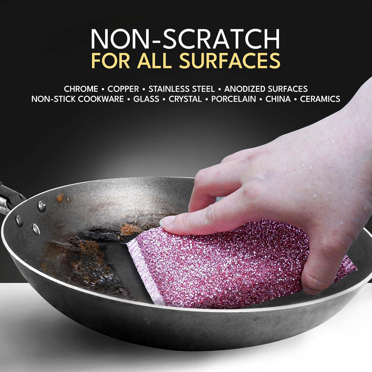 Dish Sponges for Kitchen (3 Pcs) Non-Scratch Scrub Sponges for Dishes, Pots, Pans, Glass, Stainless Steel & Nonstick Cookware–Odor-Resistant, Quick-Dry, Flexible, Durable & Reusable Cleaning Scrubbers