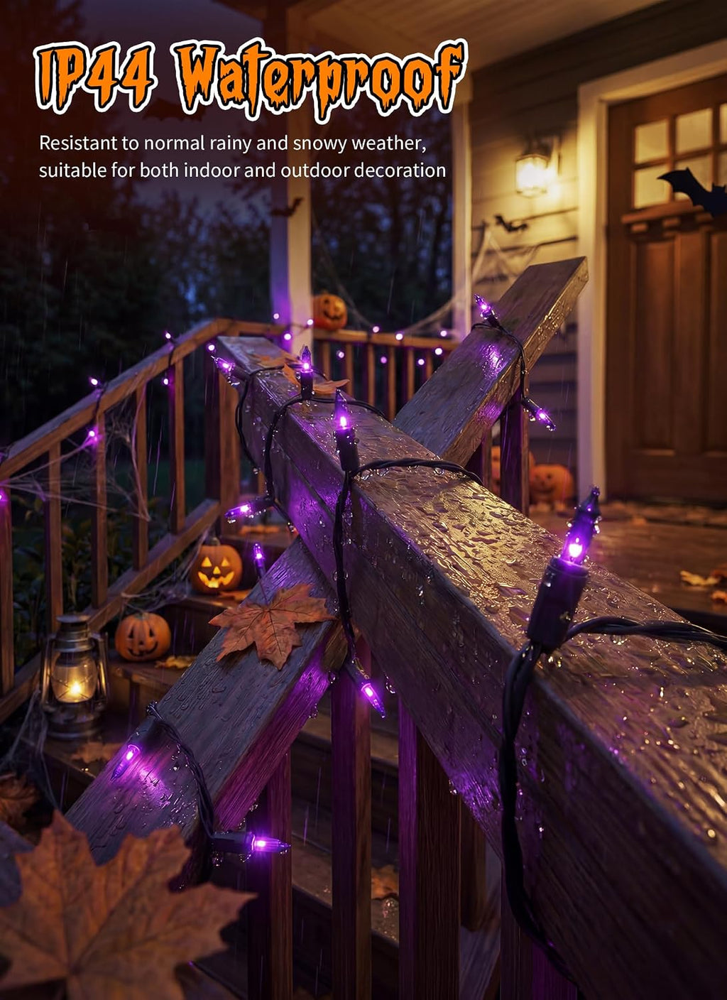 2 Pack Purple Halloween Mini Lights, 10 Feet 50 Count Mini String Lights