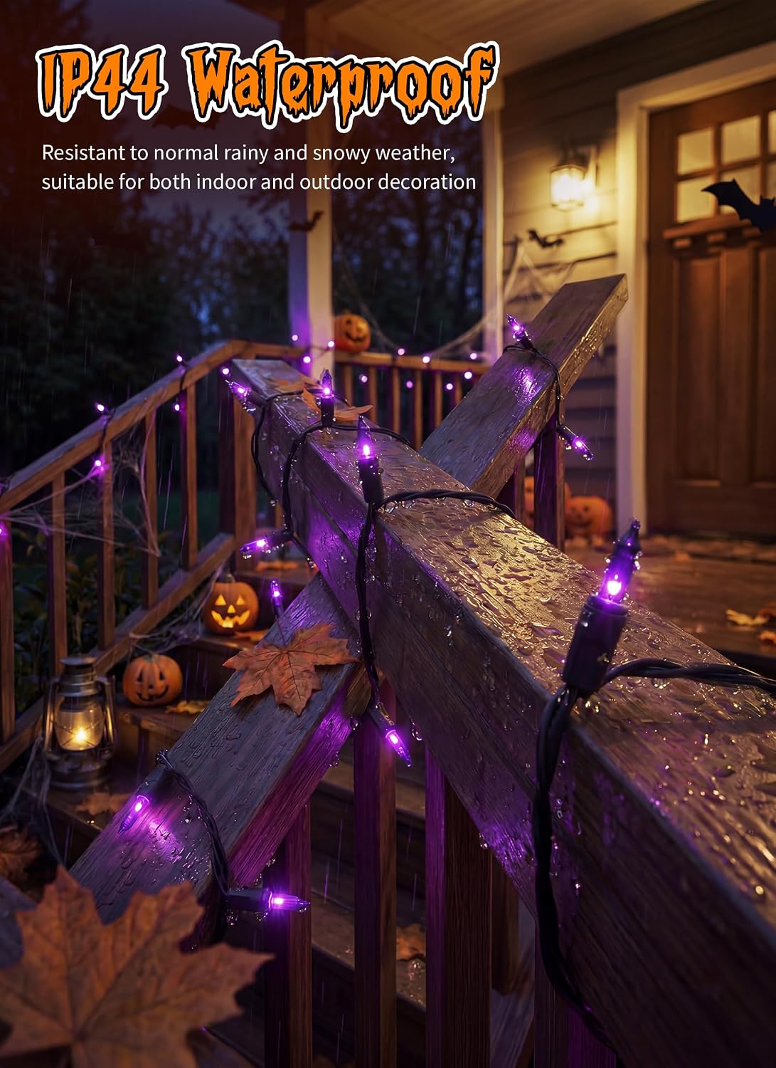 2 Pack Purple Halloween Mini Lights, 10 Feet 50 Count Mini String Lights