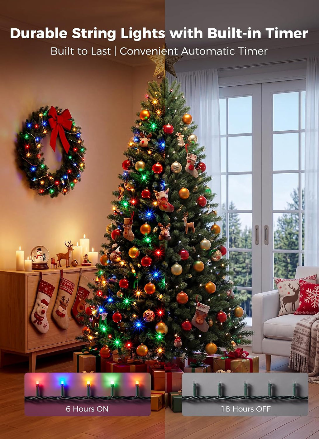 330FT 1000LED Christmas Lights Outdoor, Remote & Timer, Dimmable Multicolor