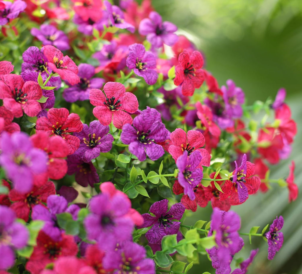Artificial Flowers for Outdoors (12, Purple Hot Pink)