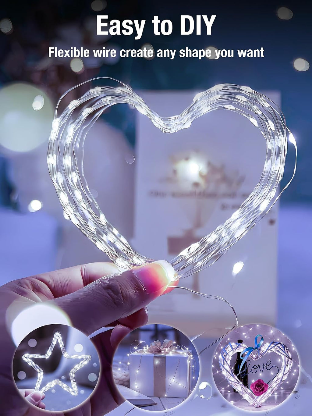 btfarm 4 Pack Fairy Lights Battery Operated, 16FT 50 LED Twinkle Lights