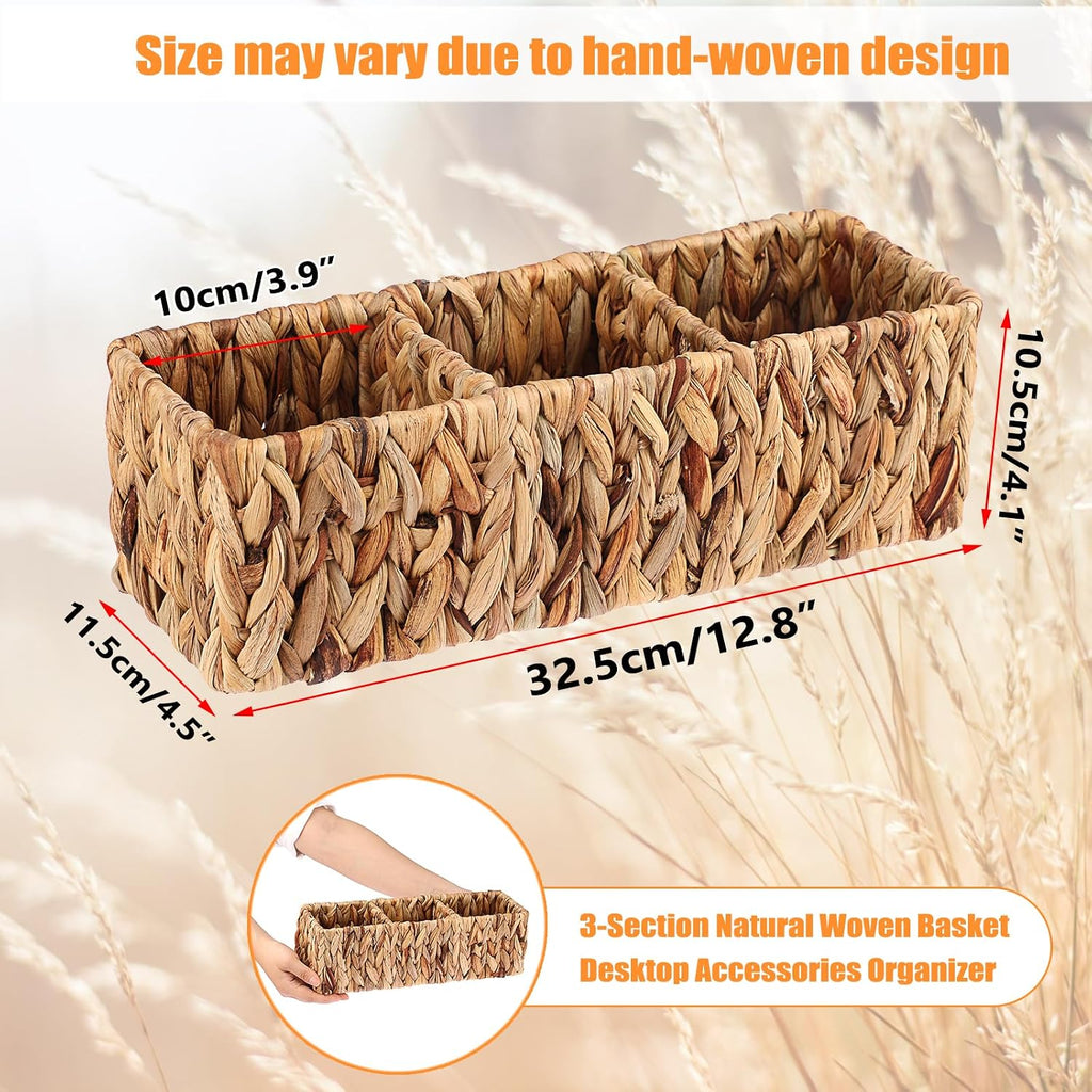 BTSKY Handwoven Remote Control Holder for Table, Natural Water Hyacinth